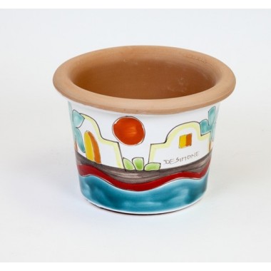 sicilian ceramic plant pot de simone pottery Dammusi VSPT819DA sicilian ceramic plant pot de simone pottery Dammusi VSPT819DA